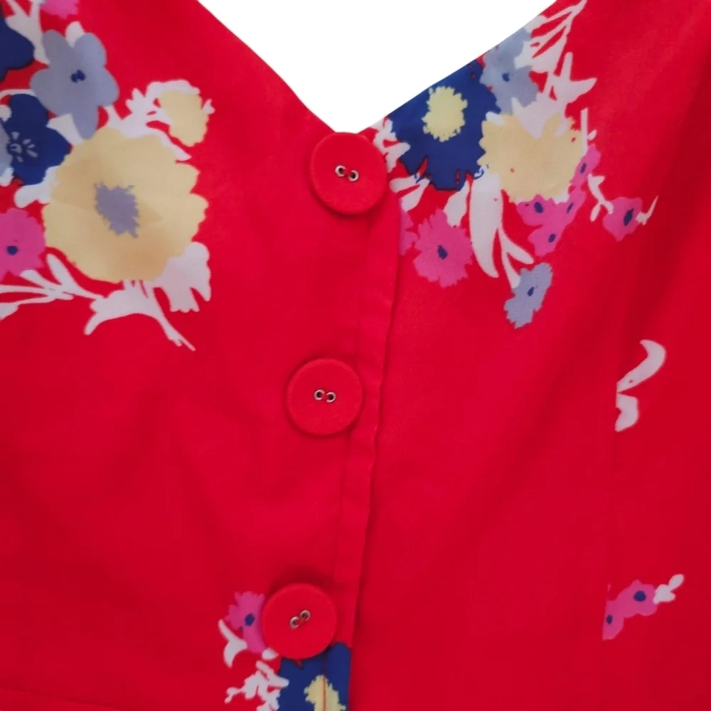 Modcloth Vibrant Red Floral Mini Dress - Picture 5 of 9